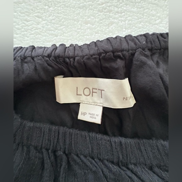 Loft Black Square Neck Puff Sleeve Dress Size Medium Petite - Picture 3 of 4